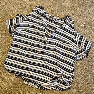 Black and white stripped shoulder cut out shirt